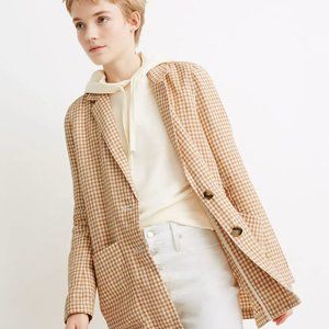 New with tags! Madewell Tan Linen Ginghan Check Blazer, XXS